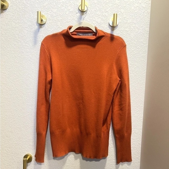 French Connection Burnt Orange long‎ sleeve rollneck sweater size small - Picture 2 of 13